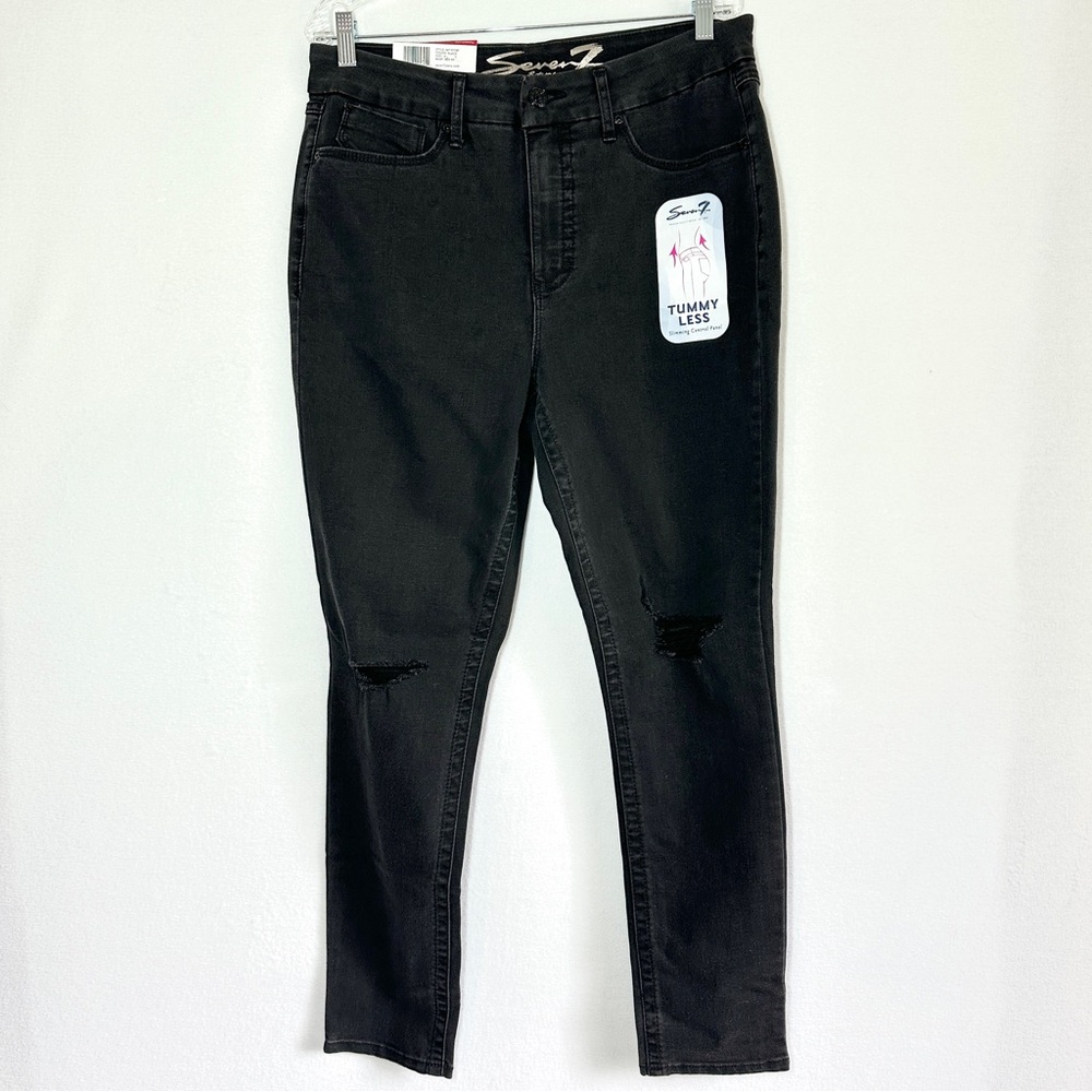 Seven7 Jeans Womens 14 Black Tummyless Slimming High Rise Skinny Stretch New